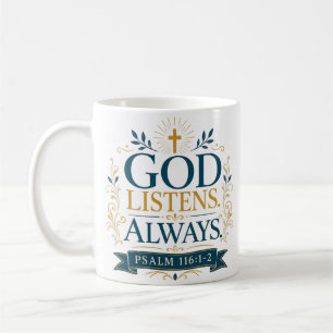 Caneca De Café Cota Espiritual Cristã Deus Ouve Sempre