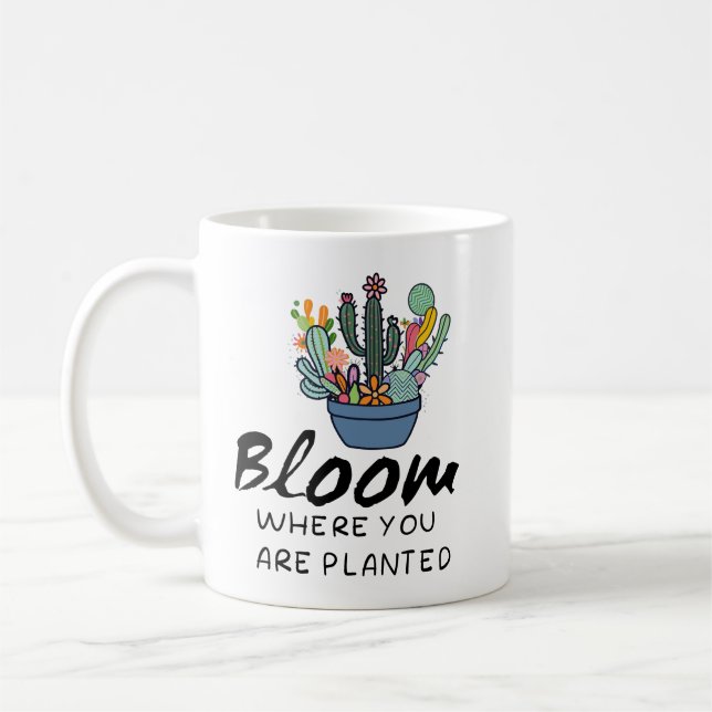 Caneca De Café Cota inspiracional - Bloom onde você está plantado (Esquerda)