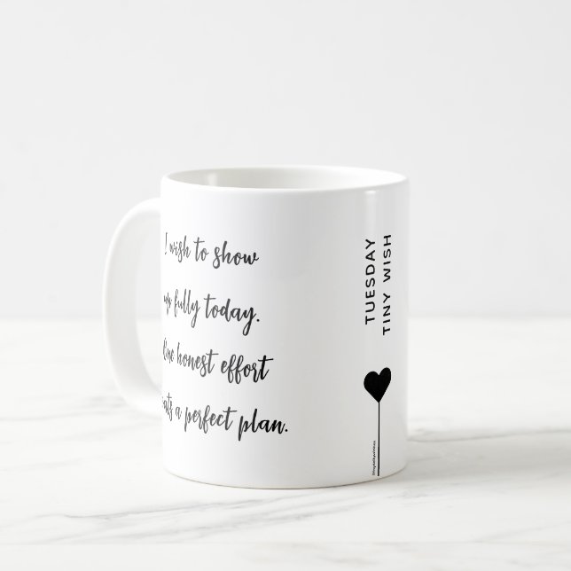Caneca De Café Cota Motivativa Personalizada Terça-feira (Frente Esquerda)