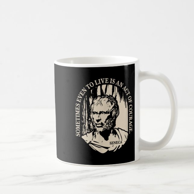 Caneca De Café Cota Sêneca Motivacional - Coragem (Direita)