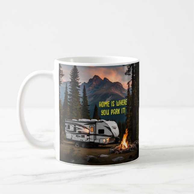 Caneca De Café Cotação Camping RV Trailer Home Mountain (Esquerda)