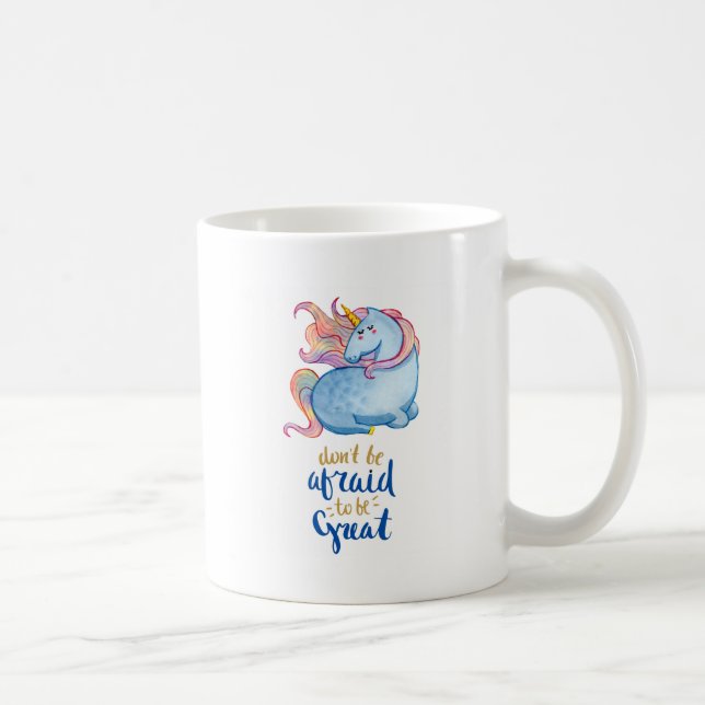 Caneca De Café Cotação Inspiracional Unicorn Azul (Direita)