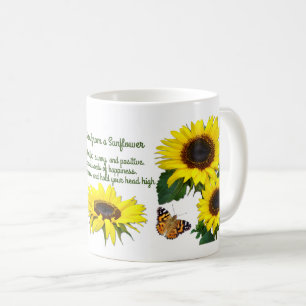 Caneca De Café Cotação Inspirativa Sunny Sunflower Mug