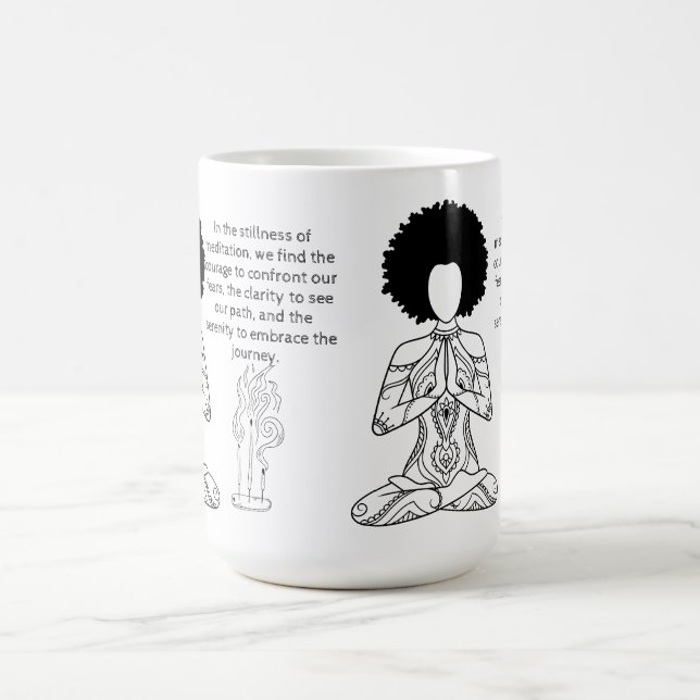 Caneca De Café Cotação Motivacional de Meditação Melanin (Centro)