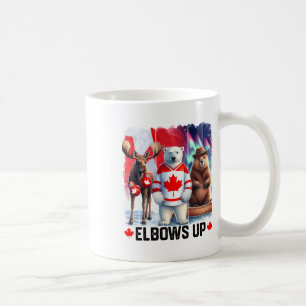 Caneca De Café Cotovelos Acima Bandeira do Canadá Hockey Funny Be