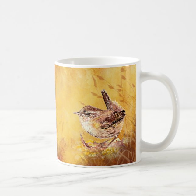 Caneca De Café Cótulo Aquoso Pássaro Wren (Direita)
