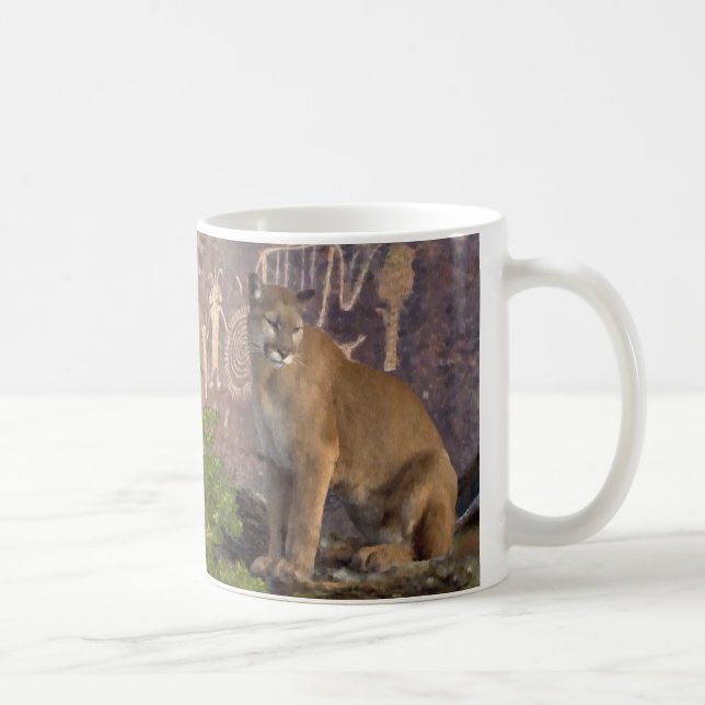 Caneca De Café Cougar e Pictografias (Direita)