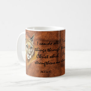 Caneca De Café Cougar Puma Mountain Lion Joshua 1:9 citação
