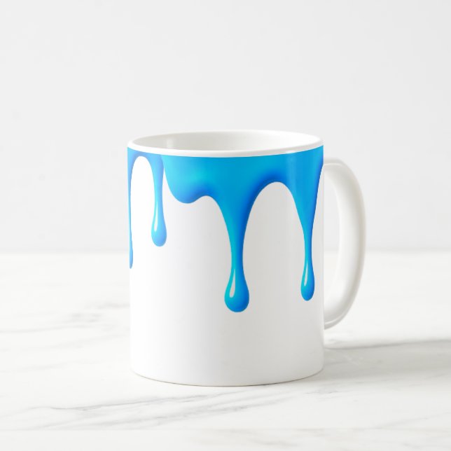 Caneca De Café Coulures de peinture bleu sur fond blanc. (Frente Esquerda)
