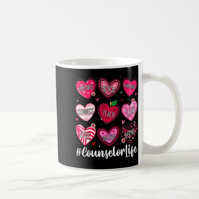 Caneca De Café Counselor Life School Counseling Hearts School Val (Direita)