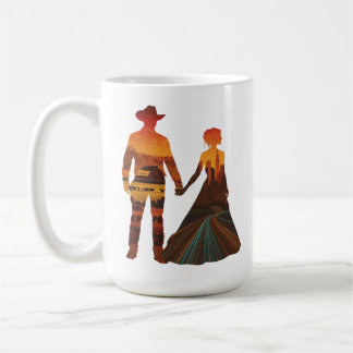 Caneca De Café Country Cowboy & City Girl Silhouette