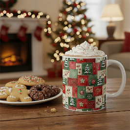 Caneca De Café Country patchwork christmas pattern