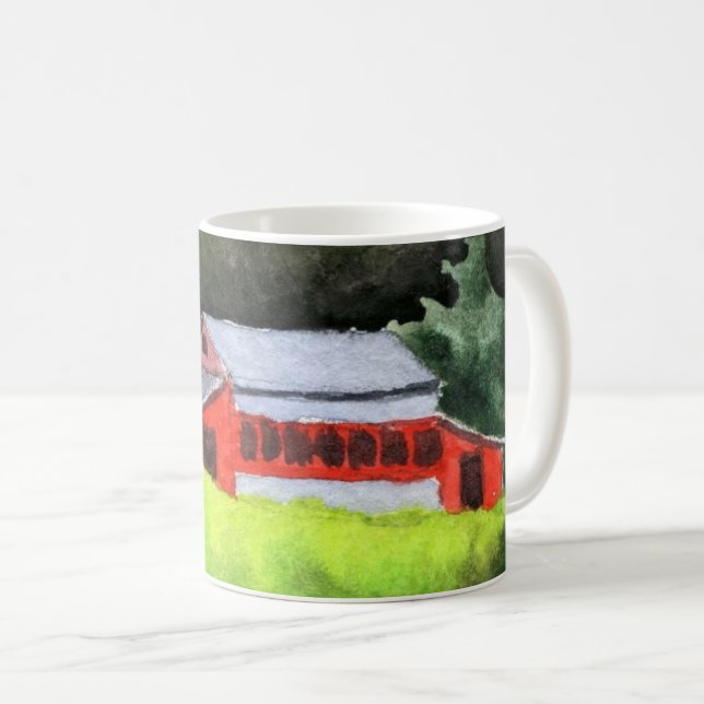 Caneca De Café Country Road Mug, campo verde de grandes barras ve (Frente Esquerda)