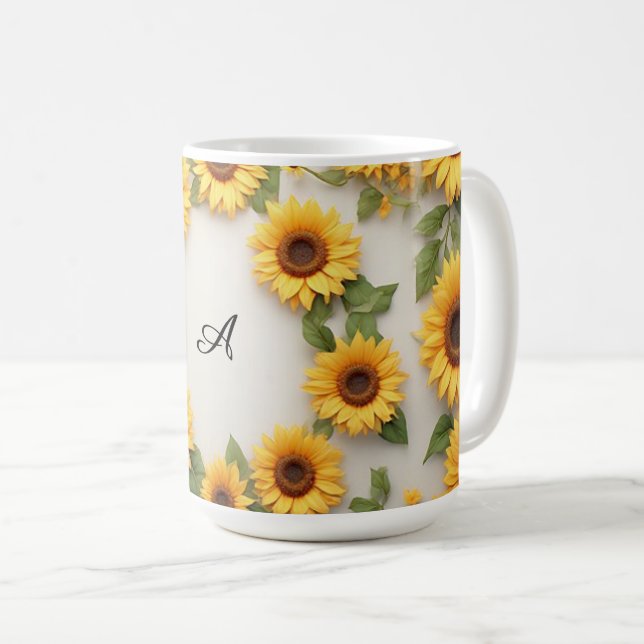 Caneca De Café Country Sunflower Floral Design (Frente Esquerda)