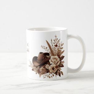 Caneca De Café Country Western Cowgirl Hat com Flores