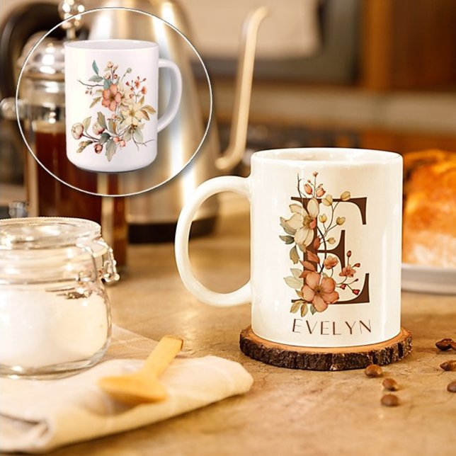 Caneca De Café Country Wildflower Monograma - Letra E (Criador carregado)