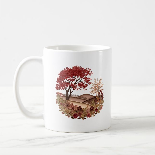 Caneca De Café Countryside in the Autumn Quilling effect design (Esquerda)