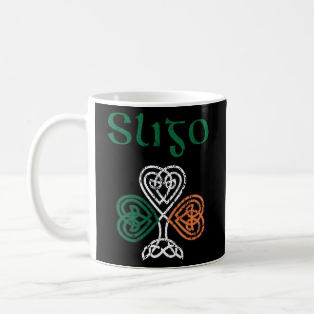 Caneca De Café County Sligo Shamrock Ireland Flag Craic E Ceol (Esquerda)