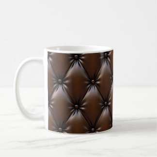 Caneca De Café Couro de Chocolate: Textura de Upholsteria Luxuosa