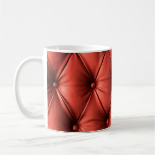 Caneca De Café Couro Vermelho Texturizado: Fechamento Detalhado d