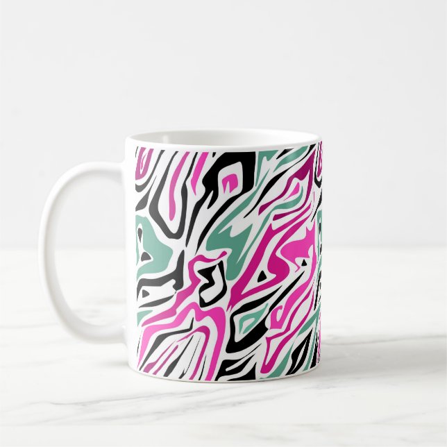 Caneca De Café Couro-zebra abstrato sem costura, preto moderno (Esquerda)