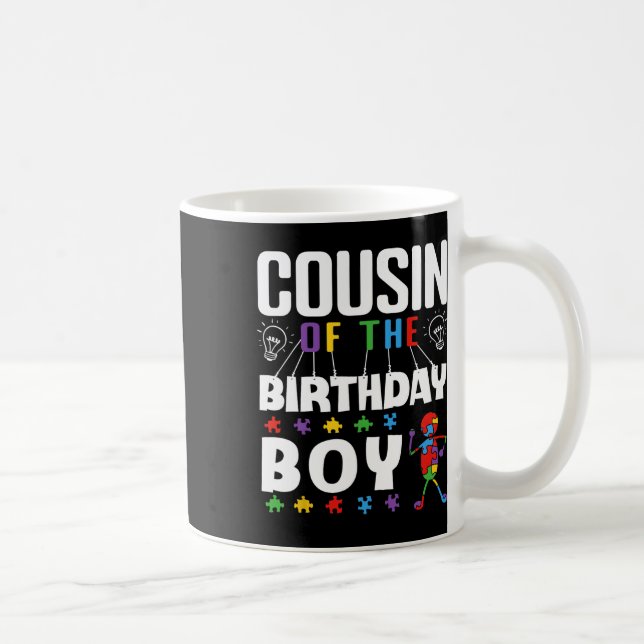 Caneca De Café Cousin Of The Birthday Boy Autism Awareness Puzzle (Direita)