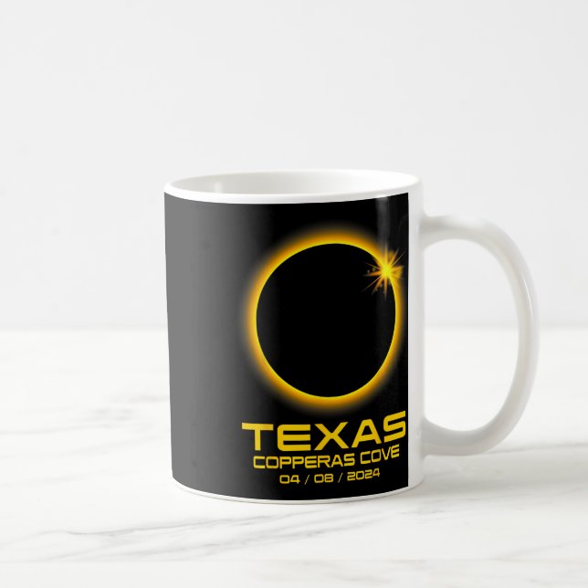 Caneca De Café Cove Texas Tx Total Eclipse Solar 2024 (Direita)