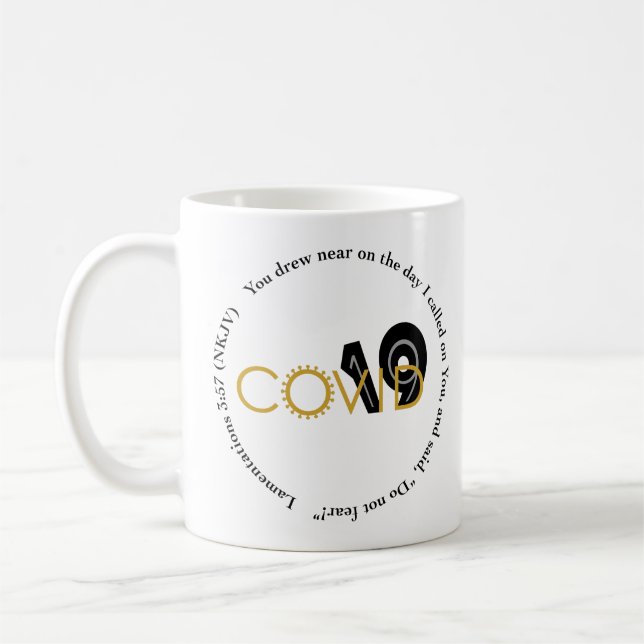 Caneca De Café COVID 19 Obrigado Mug com Escritura, Personalizado (Esquerda)