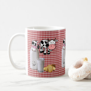 Caneca De Café Cow Red Xadrez Bread Mug
