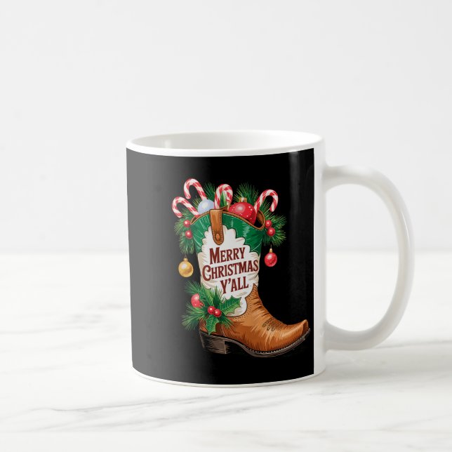Caneca De Café Cowboy Boots Country Western Merry Christmas Y'all (Direita)