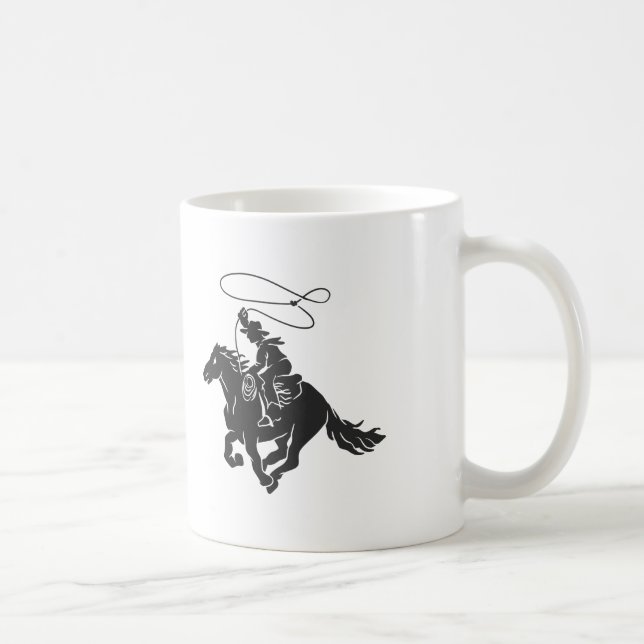 Caneca De Café Cowboy correndo de cavalo com lasso (Direita)