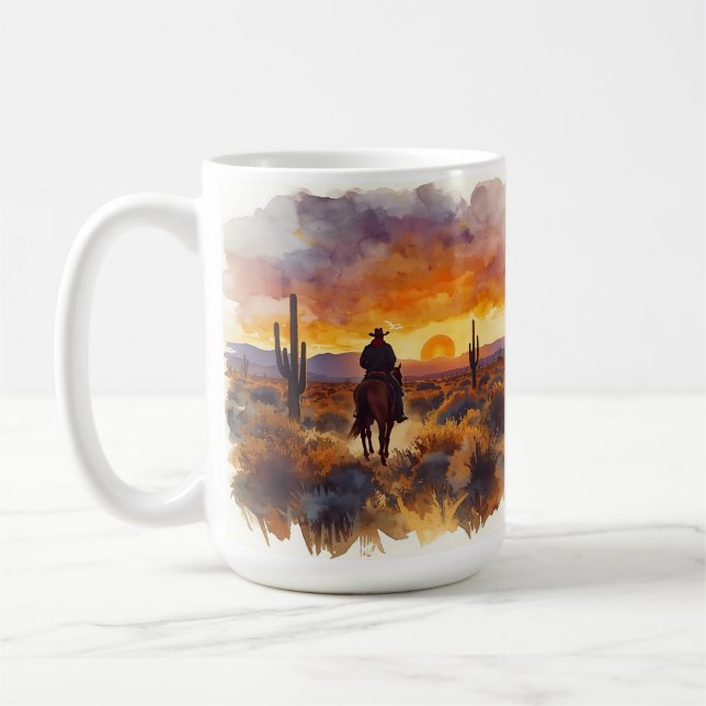 Caneca De Café Cowboy da Paisagem do Deserto Ocidental (Esquerda)