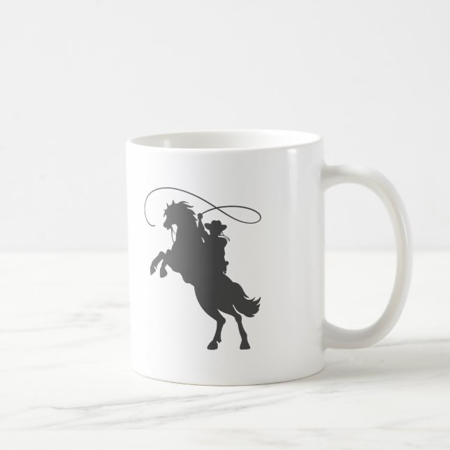 Caneca De Café cowboy jogando lasso montando a cavalo (Direita)
