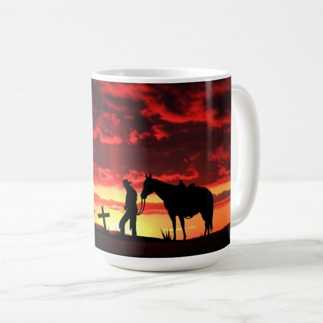 Caneca De Café Cowboy Prayer Café Mug (Frente Esquerda)