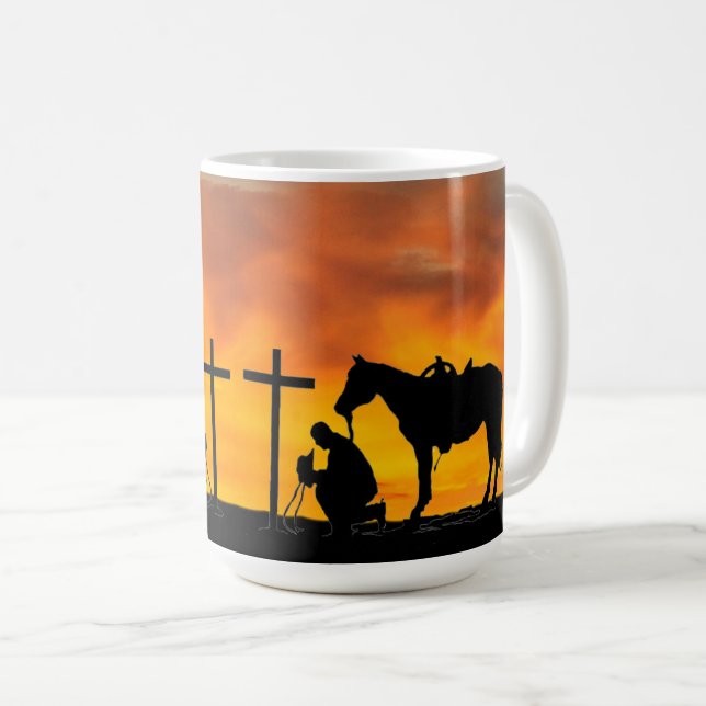 Caneca De Café Cowboy Prayer Café Mug (Frente Esquerda)