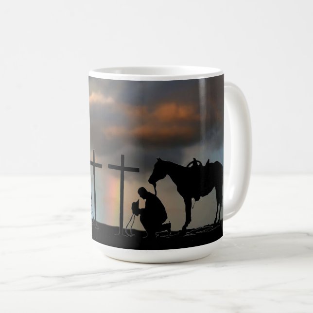Caneca De Café Cowboy Prayer Café Mug (Frente Esquerda)