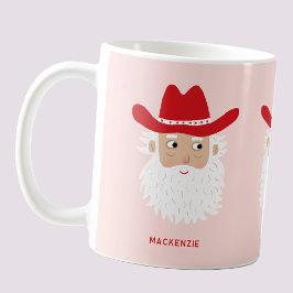 Caneca De Café Cowboy Santa Claus Christmas Custom Text Pink
