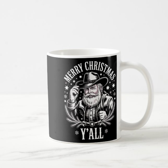 Caneca De Café Cowboy Santa Claus Merry Christmas Y'all Western C (Direita)