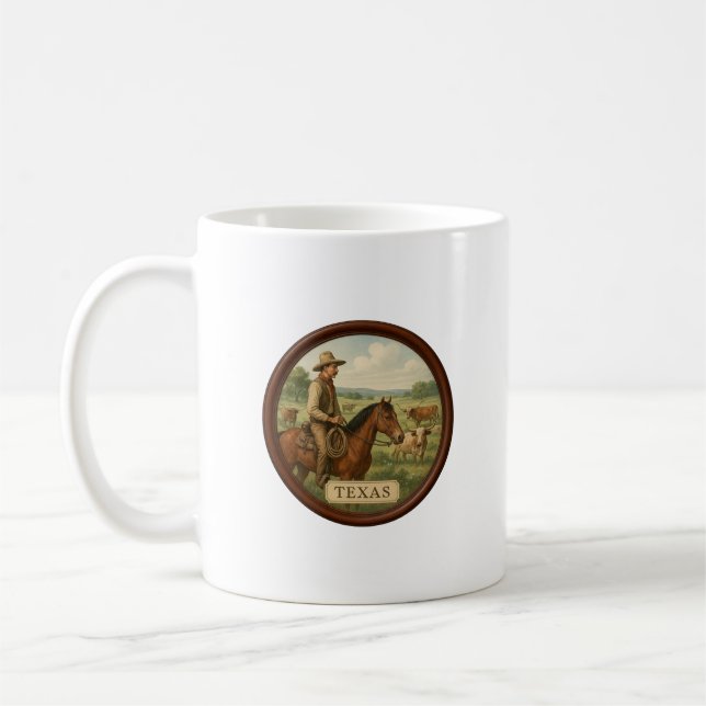 Caneca De Café Cowboy White Classic Mug do Texas (Esquerda)