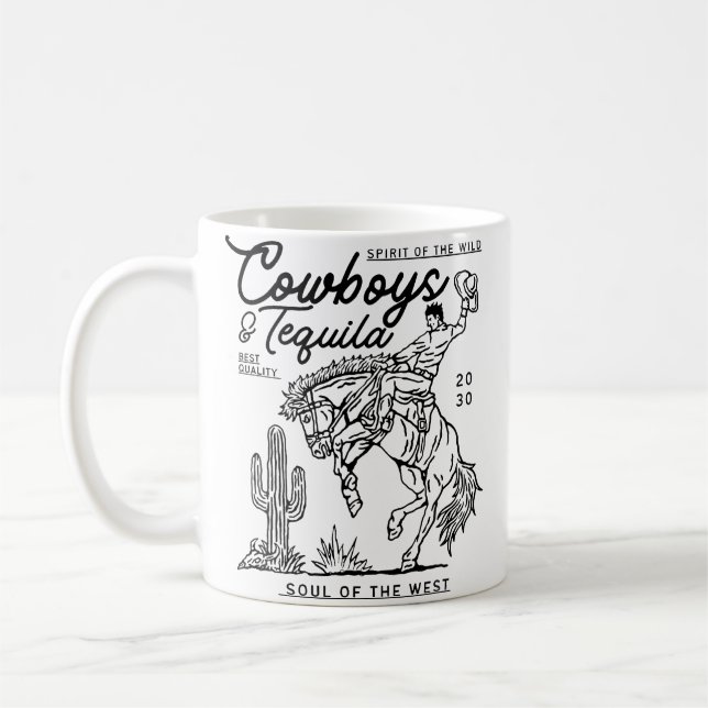 Caneca De Café Cowboys E Tequila Texas Cavalgada País Rod (Esquerda)