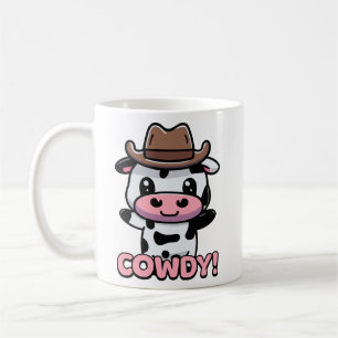 Caneca De Café Cowdy! Cartoon de Cowboy Cuja Vaca Pun
