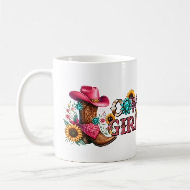Caneca De Café Cowgirl Boot e Chapéu Personalizado (Esquerda)