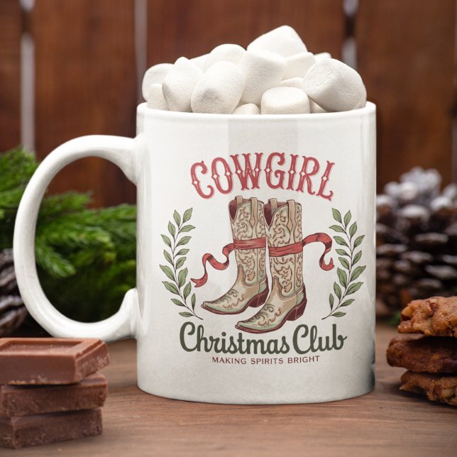 Caneca De Café Cowgirl Christmas Club Western Cowboy Boots (Criador carregado)