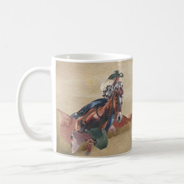 Caneca De Café Cowgirl da Aquarela no Decor do Cavalo Ocidental (Esquerda)