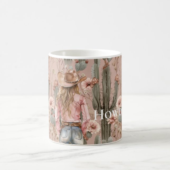 Caneca De Café Cowgirl Pink Cactus Floral Ocidental (Centro)