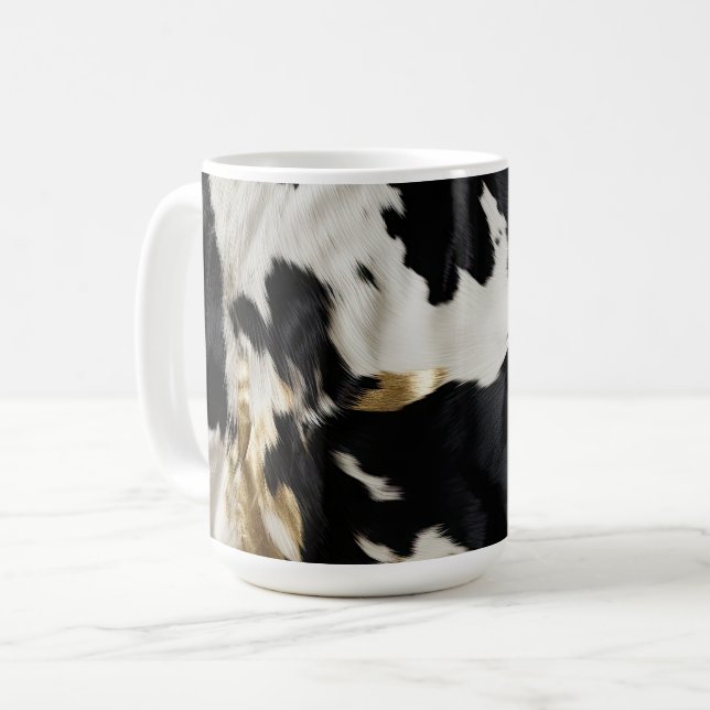 Caneca De Café Cowhide Dourada Branca Preta (Frente Esquerda)