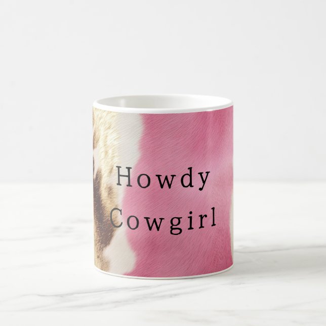 Caneca De Café Cowhide Dourada de Cowgirl Rosa Ocidental (Centro)
