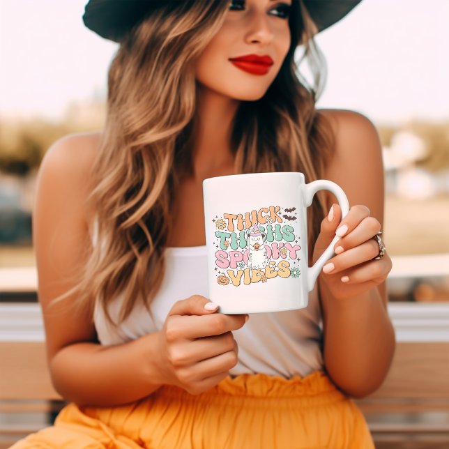 Caneca De Café Coxas grossas Víblias Retro Halloween (Criador carregado)