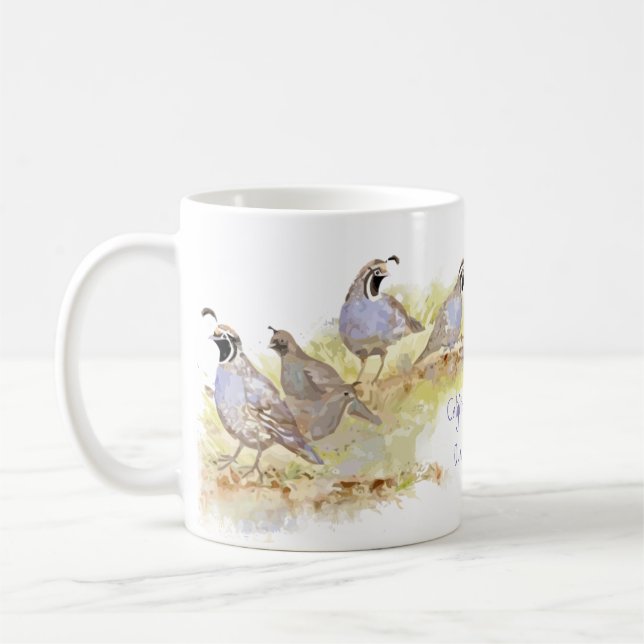 Caneca De Café Cozinha Aquarela California Quail Bird Art (Esquerda)