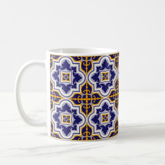 Caneca De Café Cozinha com Padrão Mediterrâneo (Esquerda)